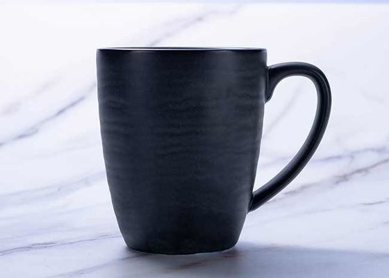 350ml Solid Color Ceramic Mug Cup With Embossed Swirl Finished