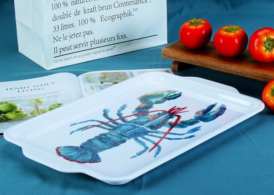Odorless Melamine 16.75" Food Serving Tray With Handle