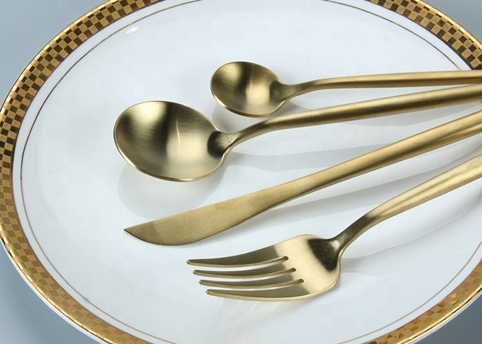 Fadeless Luxury Matte Gold SS304 Fork Knife Spoon Set