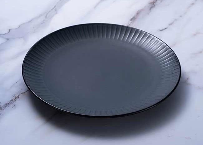 Reactive Dark Green Ceramic Dinner Plate Solid Color Dishes Plates For Restaurant