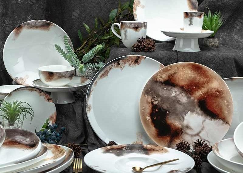 ODM Fine Rusted Color 12Pc Ceramic Tableware Sets For 4