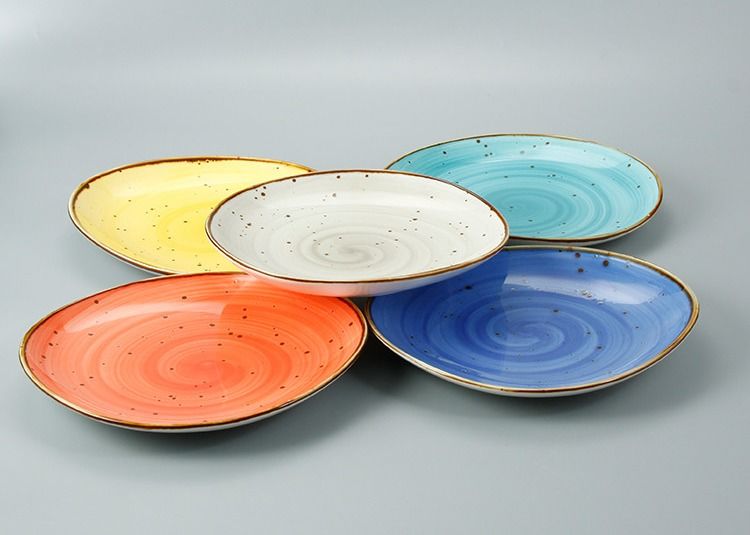 FDA Restaurant Porcelain Blue Color Glazed Dinnerware Sets