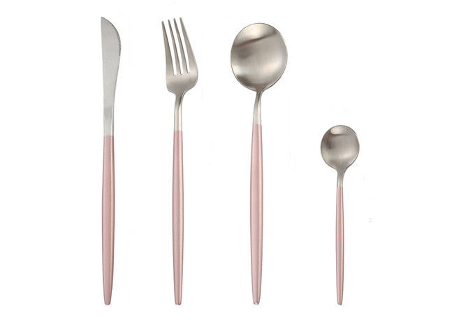 OEM ODM 4Pcs Matte Pink Stainless Steel Cutlery For Banquet