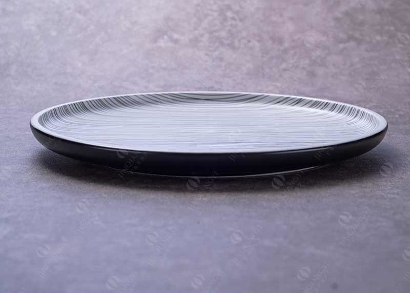 OEM ODM White And Black Line Round Ceramic Dinner Plate
