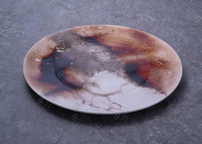 SGS 11 Inch Flat Round Porcelain Dessert Plates With Decals
