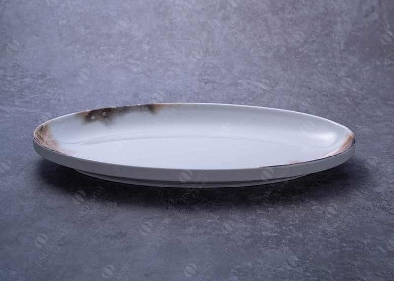 Odorless Ceramic Dinner Plate Oval Fish Serving Plate