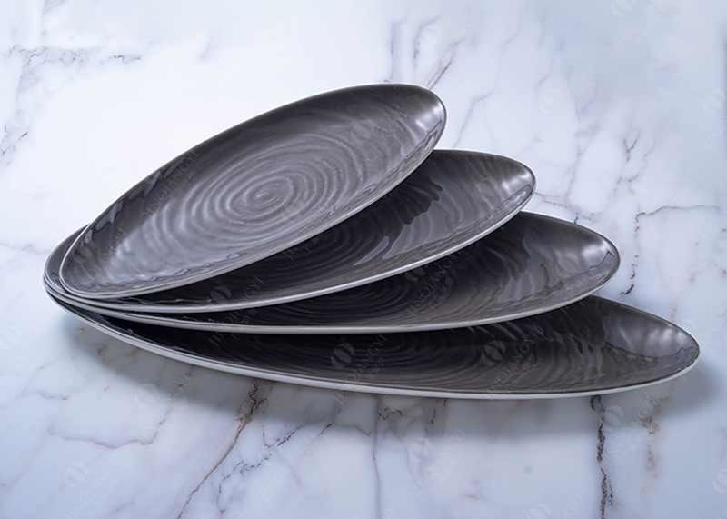 Oblong Shape Ceramic Dinner Plate 14.25'' 16.25'' For Baking Store