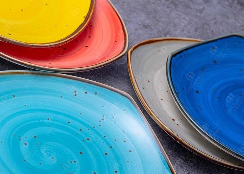 Glaze Stoneware Rustic Ceramic Serving Sushi Plate Set For Restaurant