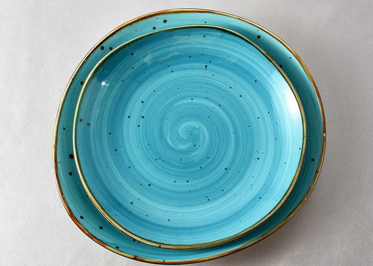 Customized Sky Blue Porcelain Color Dinnerware Set