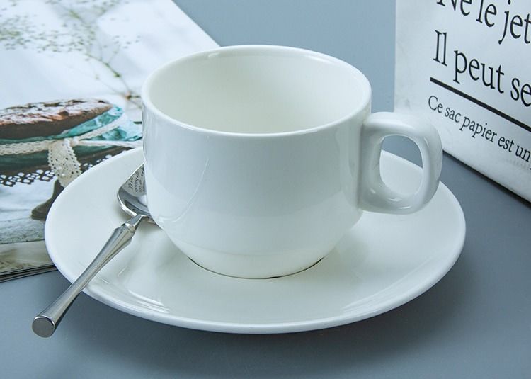 SGS White Stackable Ceramic Mug Cup With Handle
